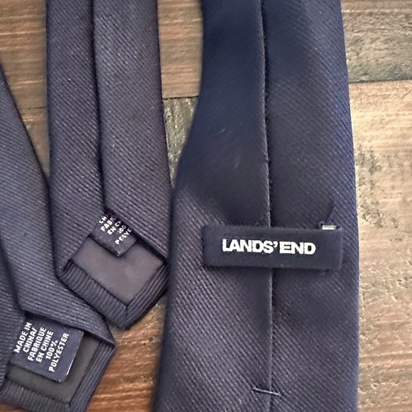 Set of 3 Lands’ End Boys Uniform Ties Navy Adjustable School - Picture 2 of 3